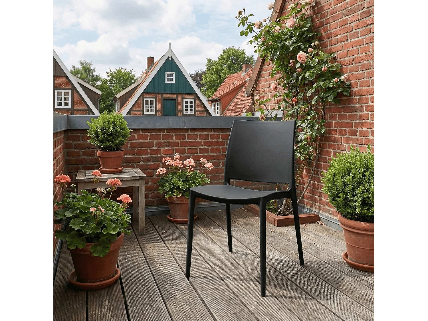Lot de 2  Chaises de jardin - Plastique - Noir - Meton