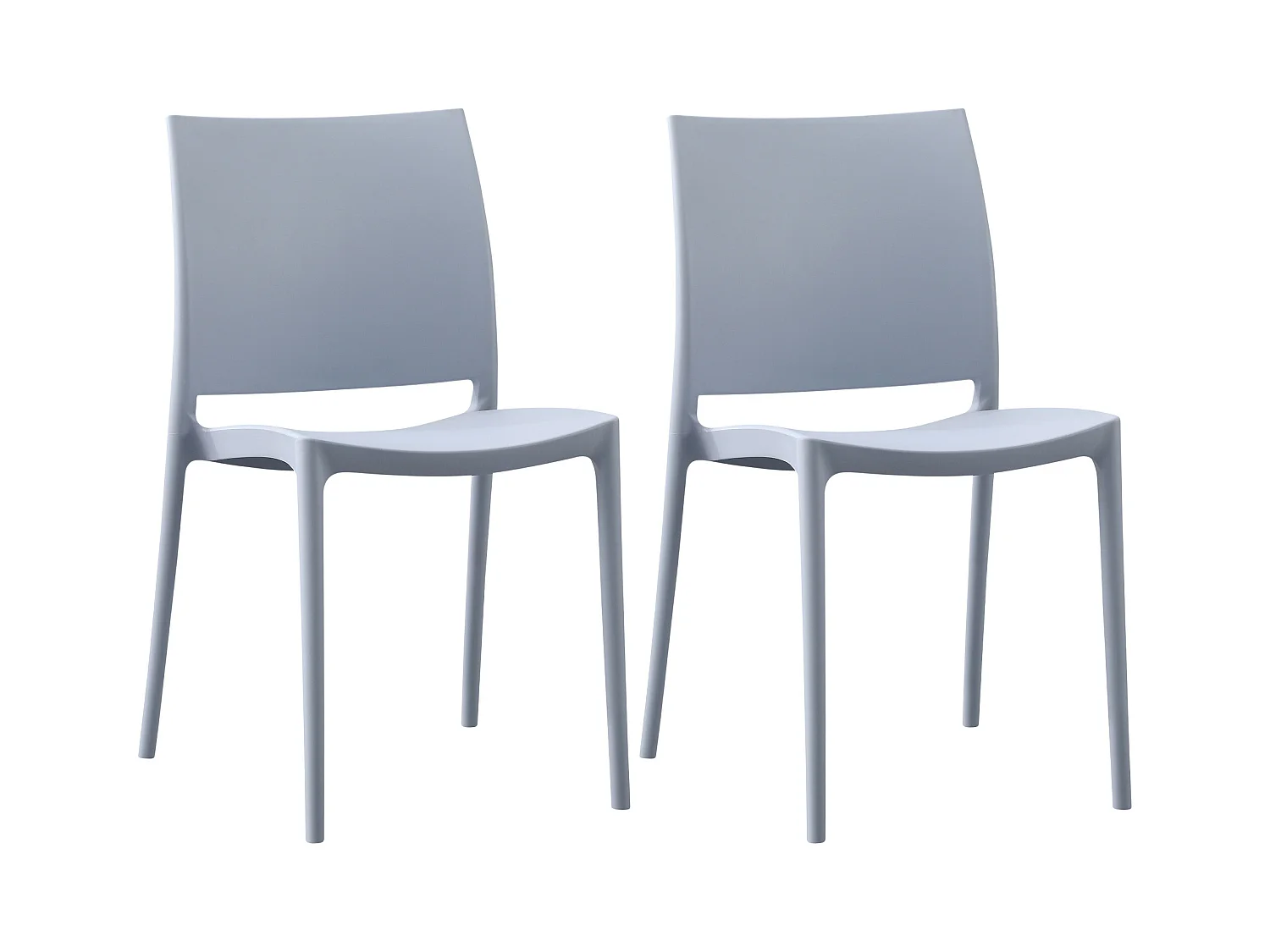 Lot de 2  Chaises de jardin - Plastique - Gris clair - Meton