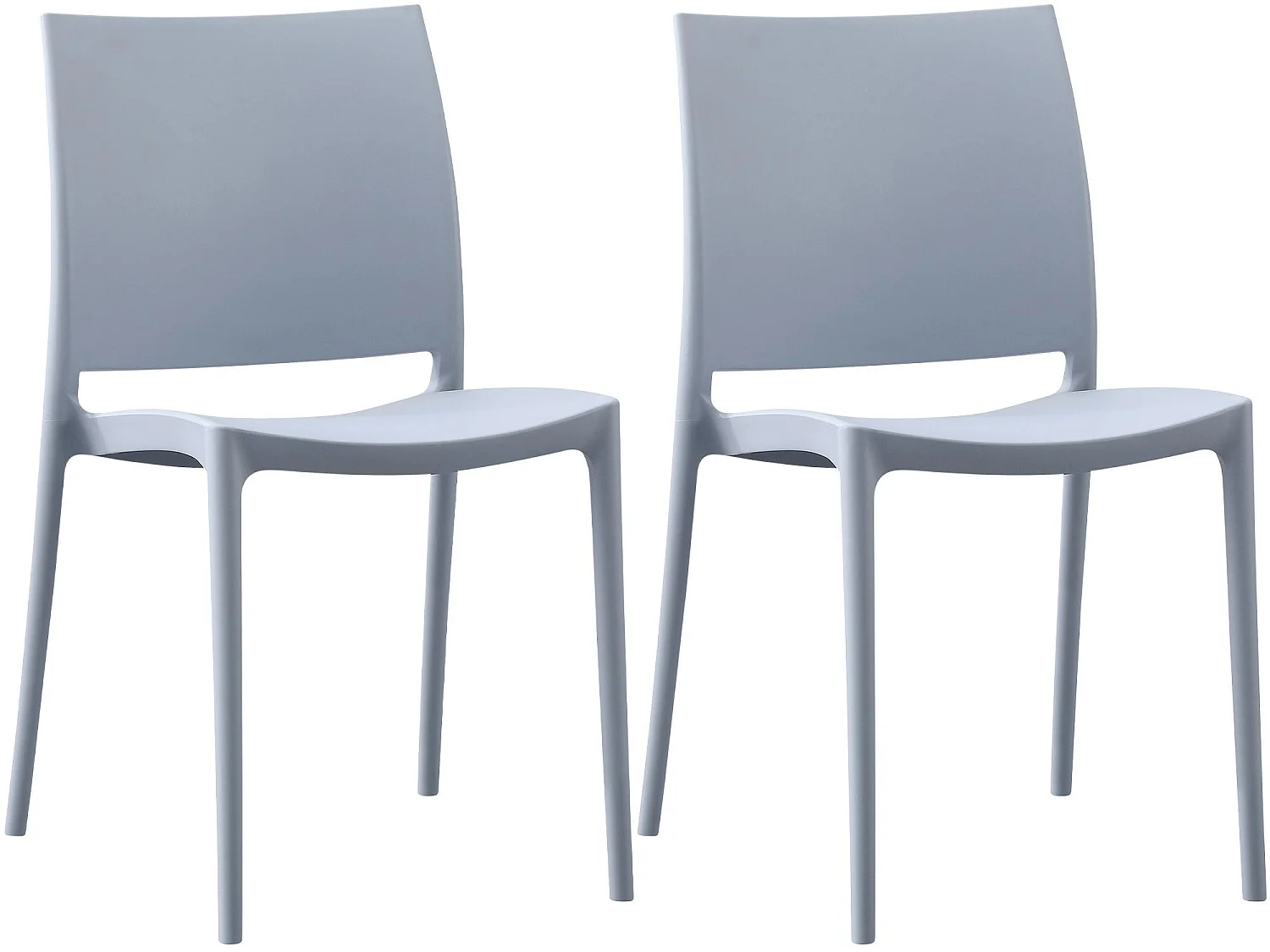 Lot de 2  Chaises de jardin - Plastique - Gris clair - Meton