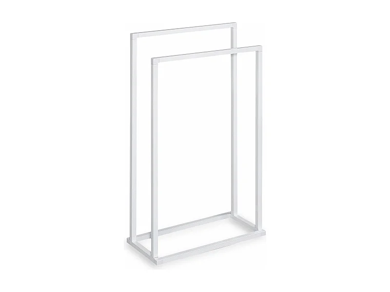 Porte Serviette Salle de Bain MAILO H 84 cm en Métal Blanc, Design Simple et Moderne, Sur Pieds avec Socle Stable