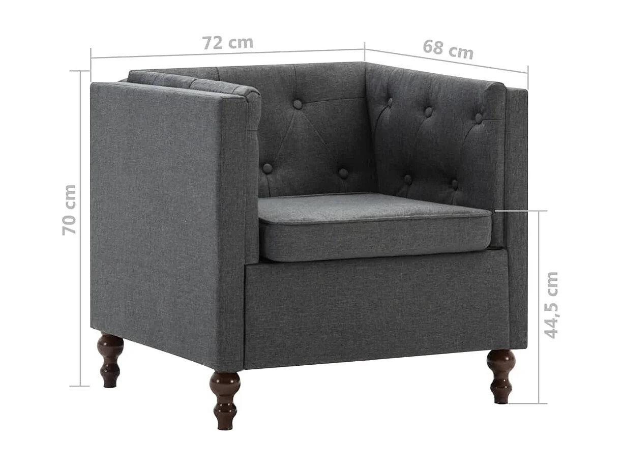 Fauteuil chaise siège lounge tissu grise 86 x 67 x 71 cm 1102345