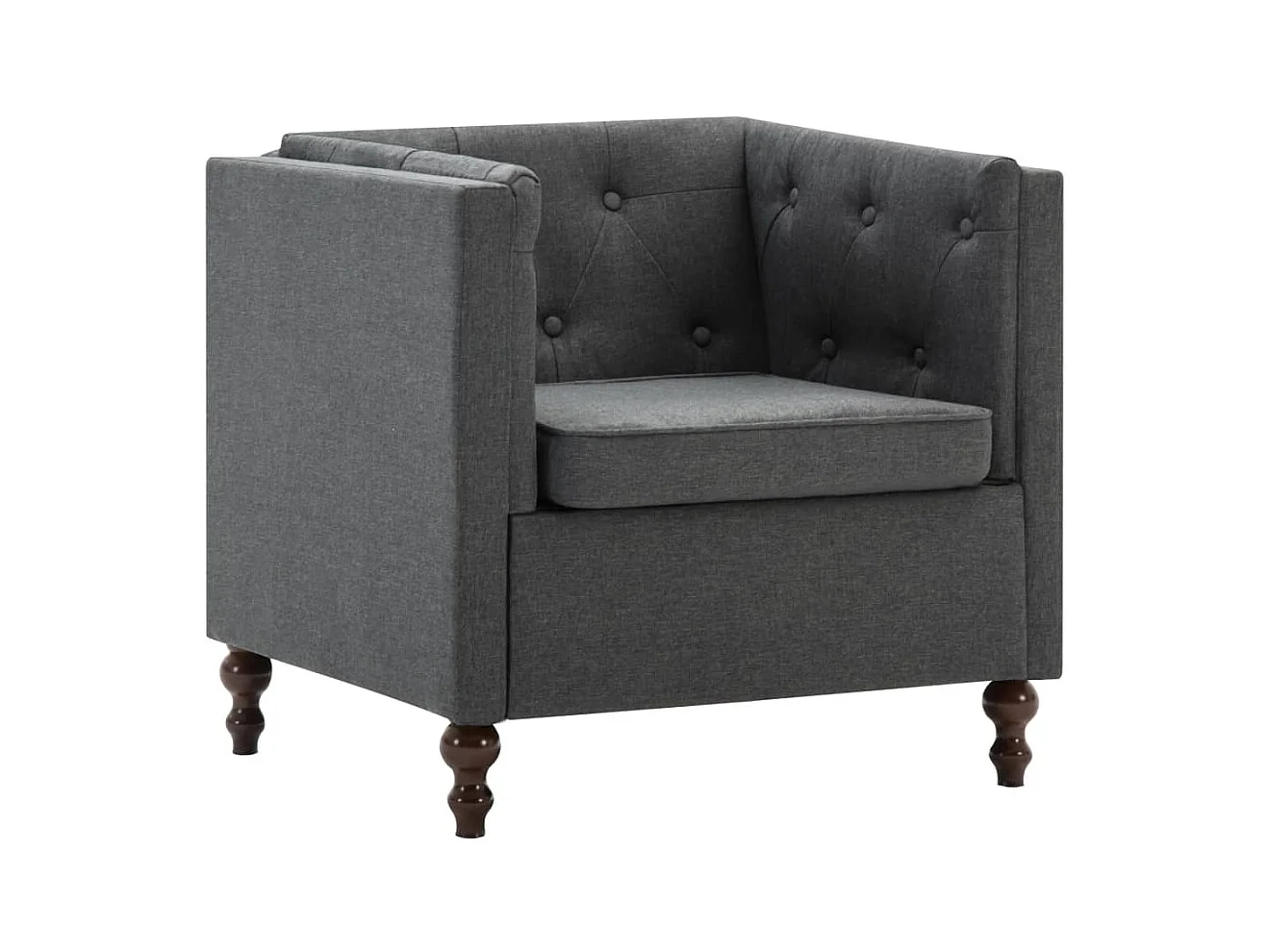 Sillón sillón sillón de diseño club sofá tapizado de salón en tela gris oscuro 1102345