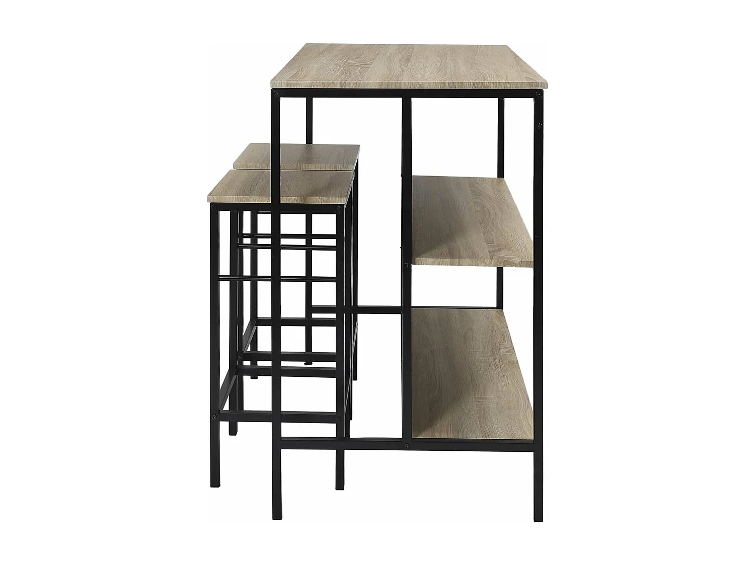Table Ilot 2 Tabourets Loka Marron, Noir