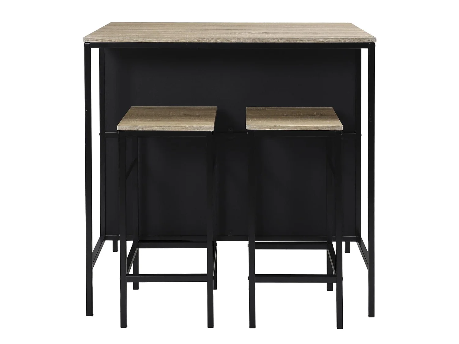 Table Ilot 2 Tabourets Loka Marron, Noir