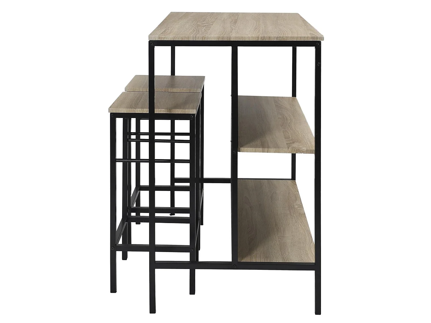 Table Ilot 2 Tabourets Loka Marron, Noir