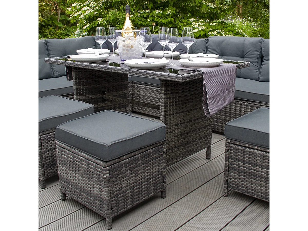 Set Muebles de Jardin Esquinero de Ratán - Gris