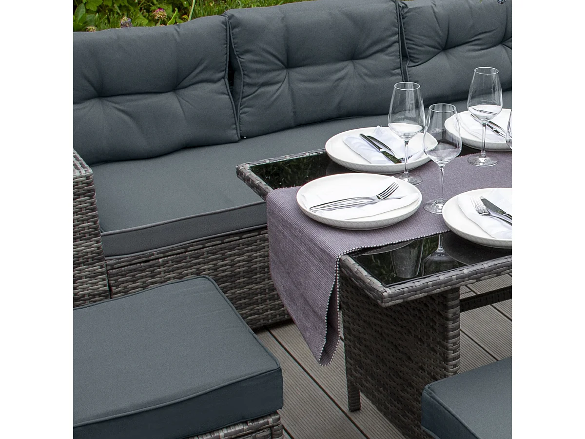 Set Muebles de Jardin Esquinero de Ratán - Gris
