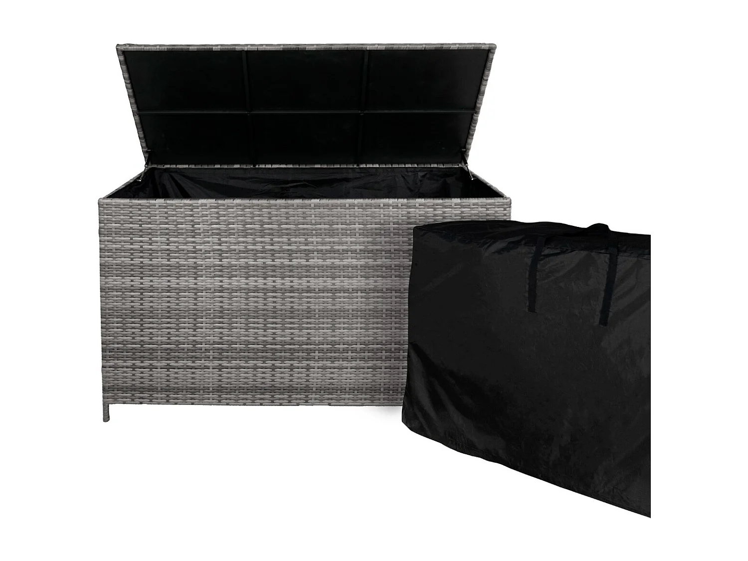 Zestaw narożny z rattanu i pojemnik do przechowywania - szary