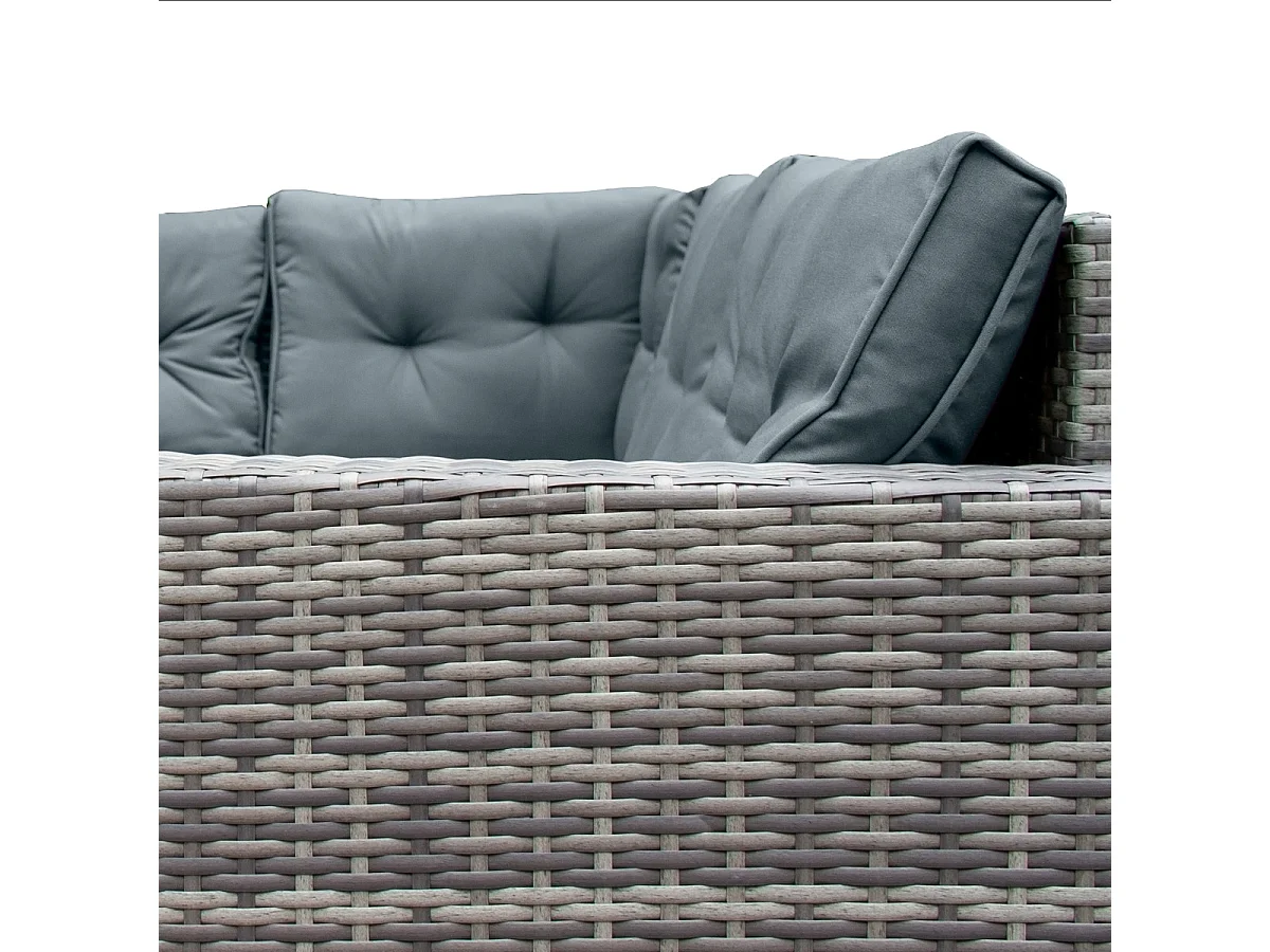 Zestaw narożny z rattanu i pojemnik do przechowywania - szary