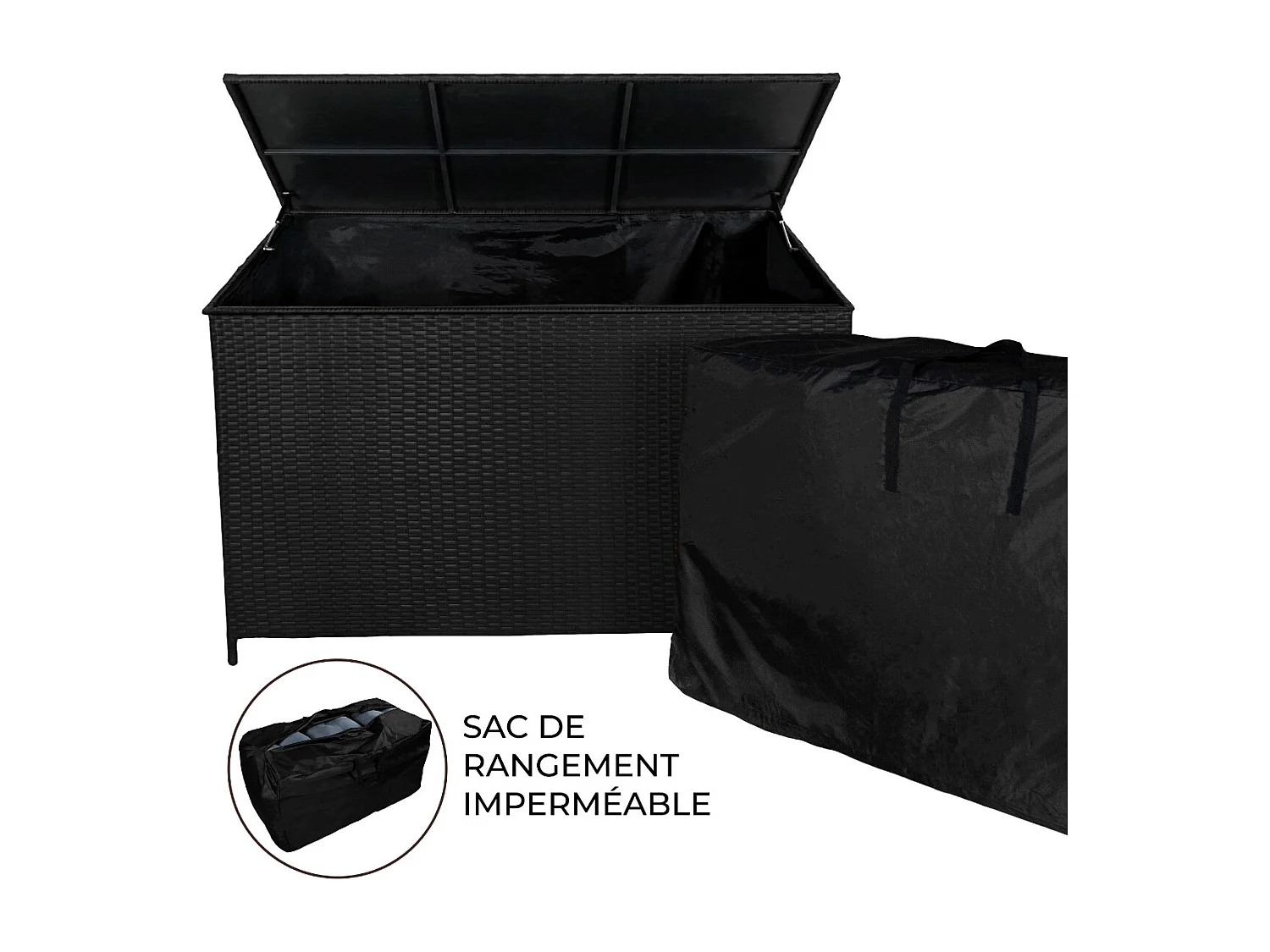 Contenitore per cuscini in rattan – Nero