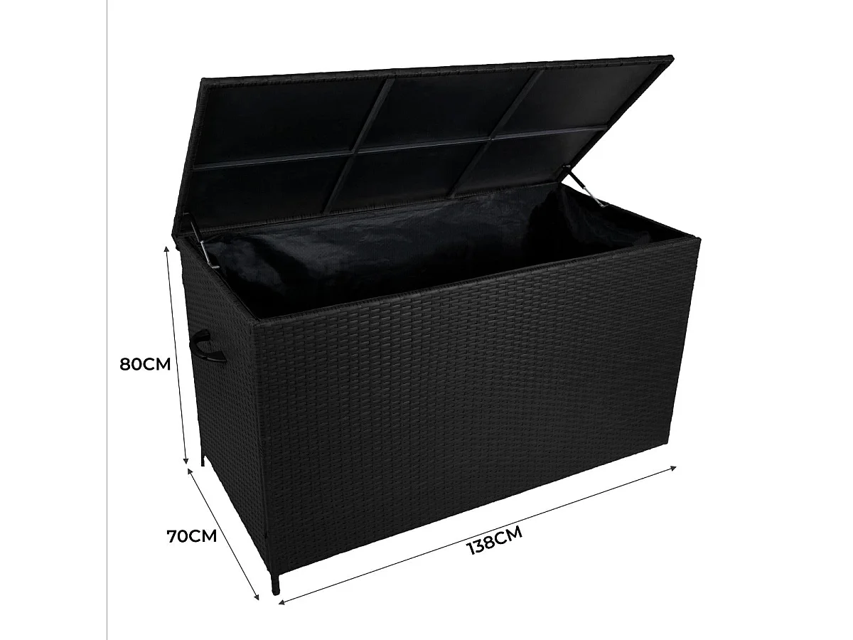 Caja de Almacenamiento para Exterior de Ratán - Negro