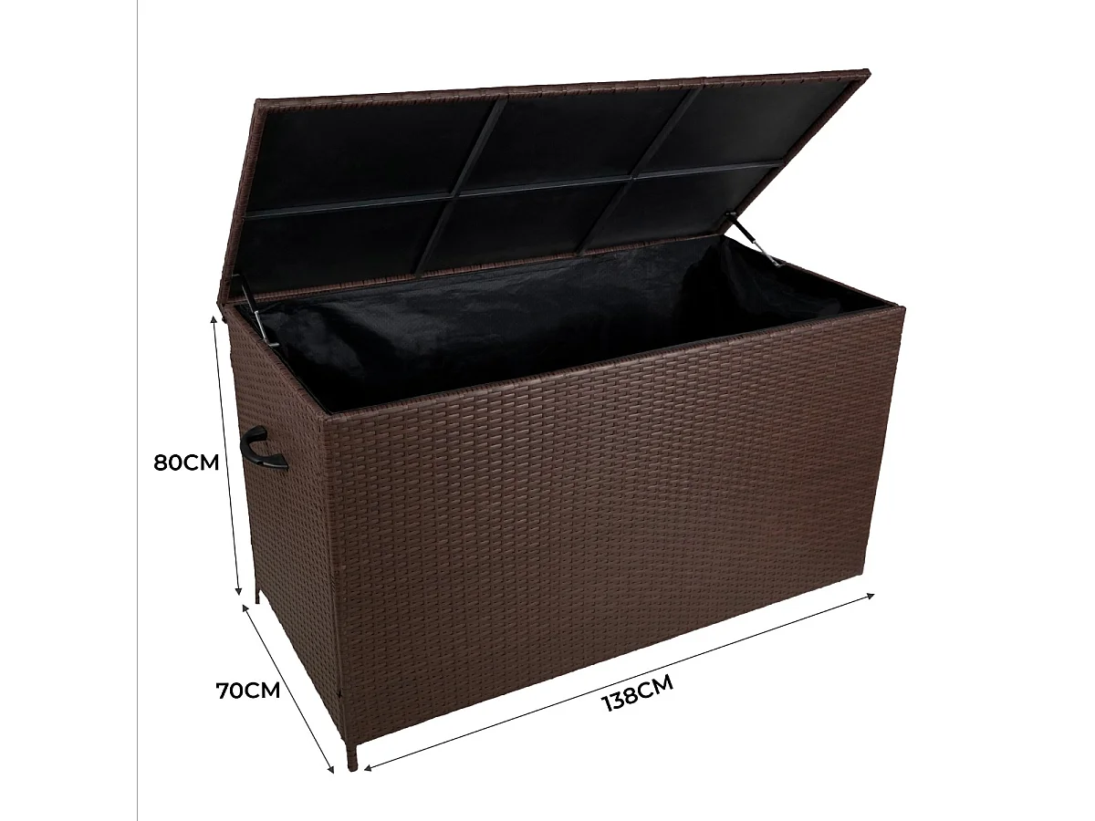 Coffre de Rangement Extérieur en Rotin Marron – 582 L