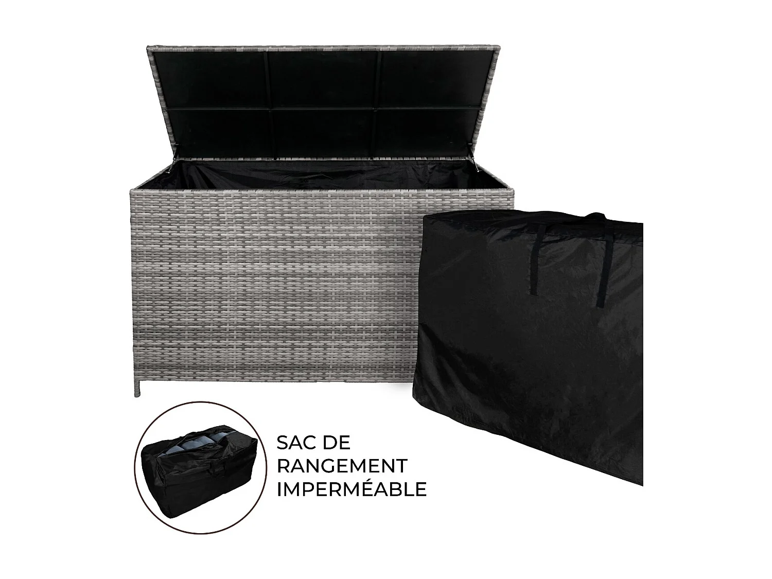 Rattan Kissenbox - Grau