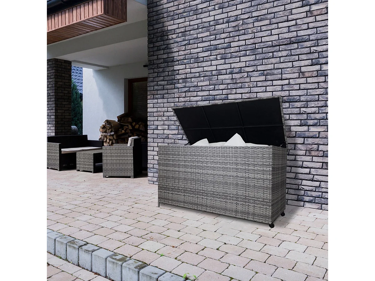 Contenitore per cuscini in rattan – Grigio