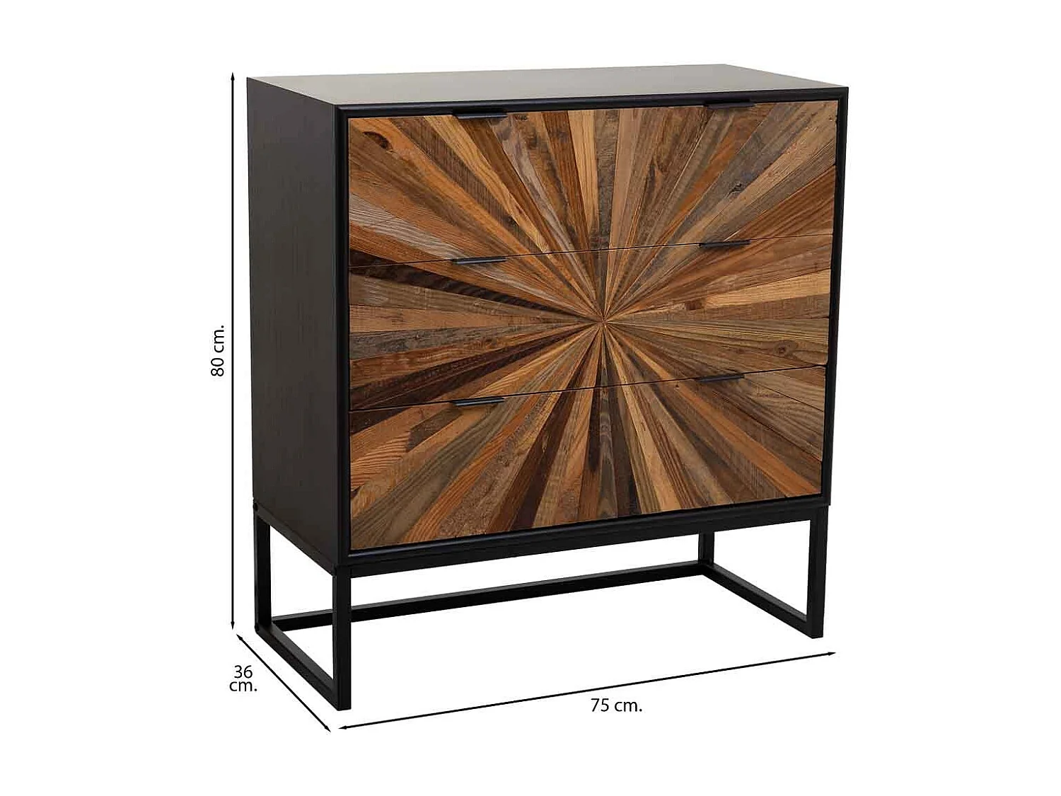 Kommode aus braunem Holz 75x36x80