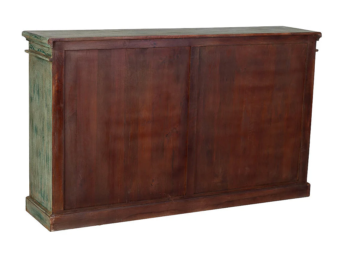 Credenza in legno e vetro con 4 ante, blu 170x40x100h cm