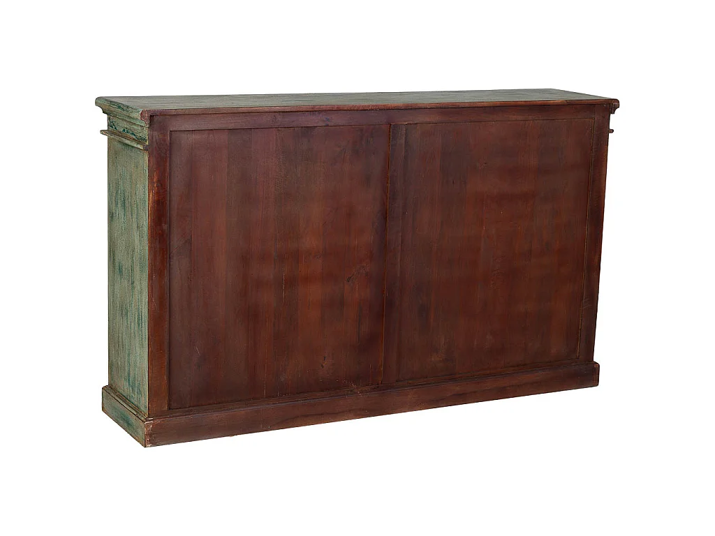 Credenza in legno e vetro con 4 ante, blu 170x40x100h cm