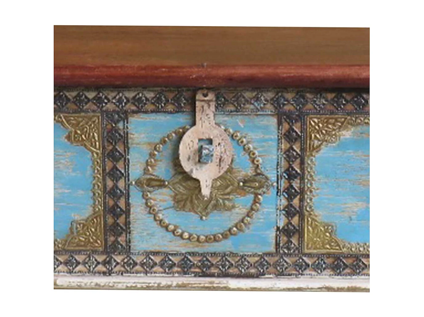 Baú de madeira azul 146x40x45h cm