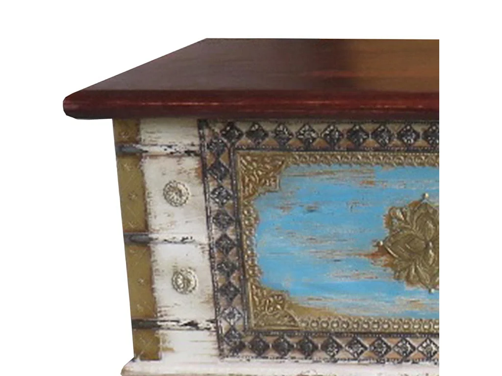 Baú de madeira azul 146x40x45h cm