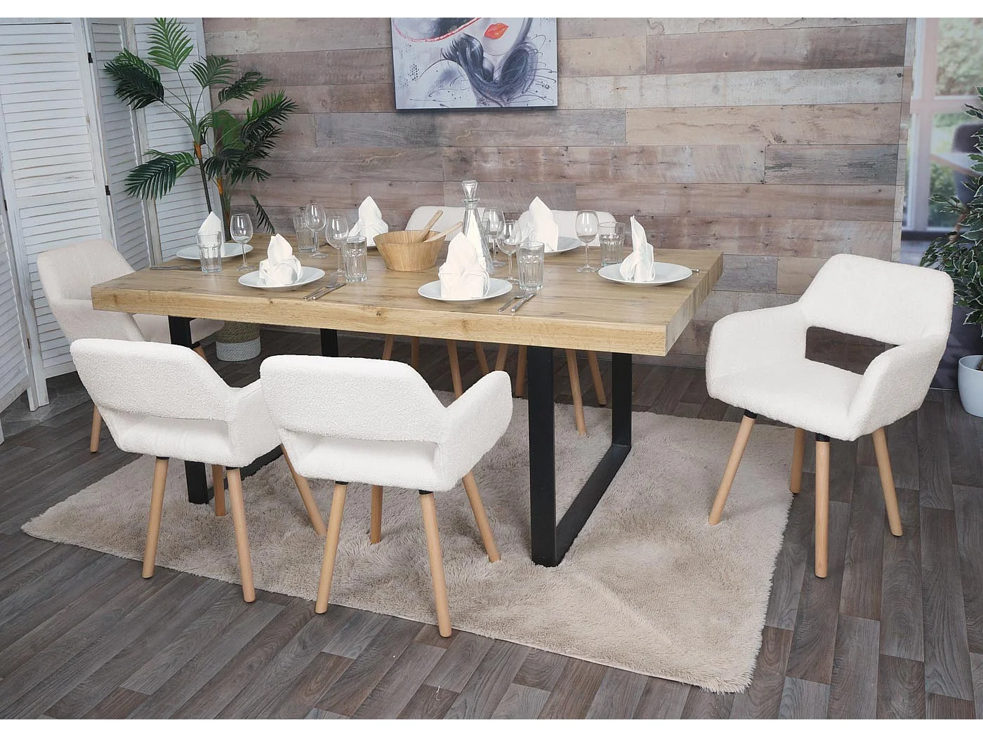 Chaise de salle à manger MCW-A50 II (lot de 6),  crème