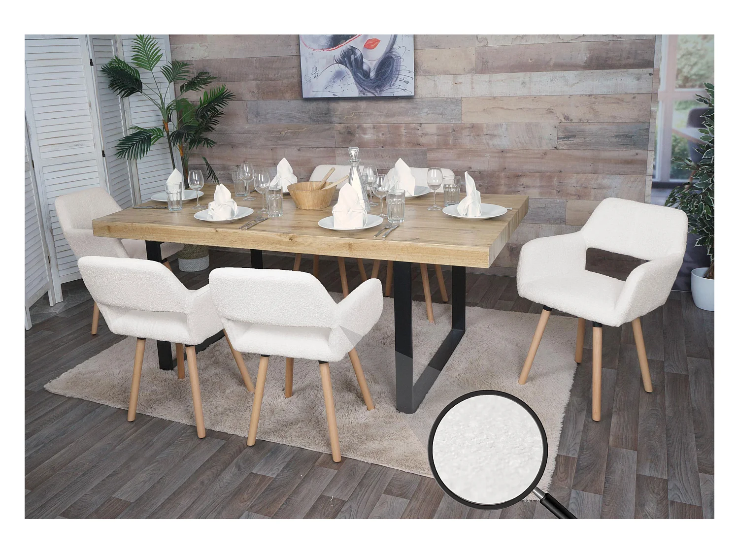 Chaise de salle à manger MCW-A50 II (lot de 6),  crème