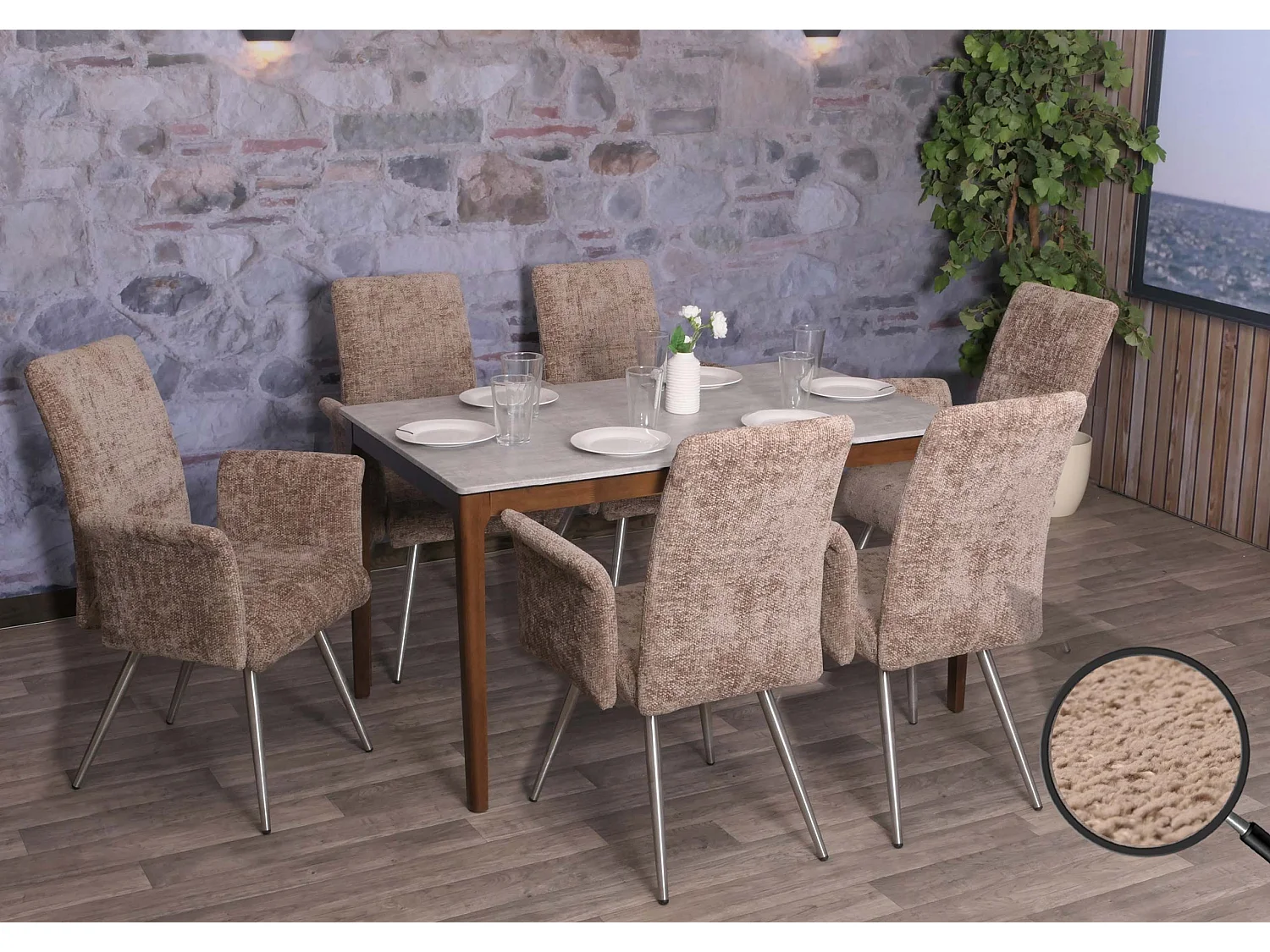 Chaise de salle à manger MCW-G55 (lot de 6),  marron