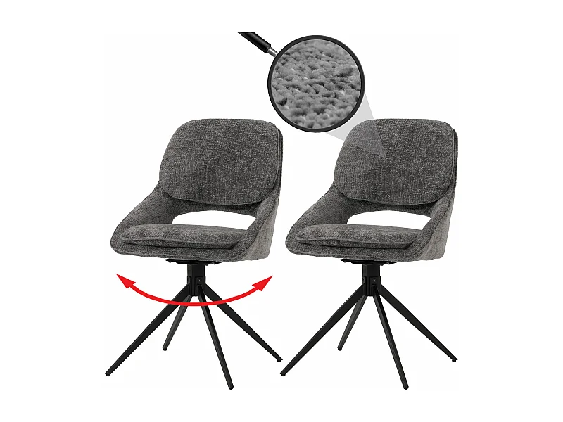 Chaise de salle à manger MCW-N73 (lot de 2),  gris foncé