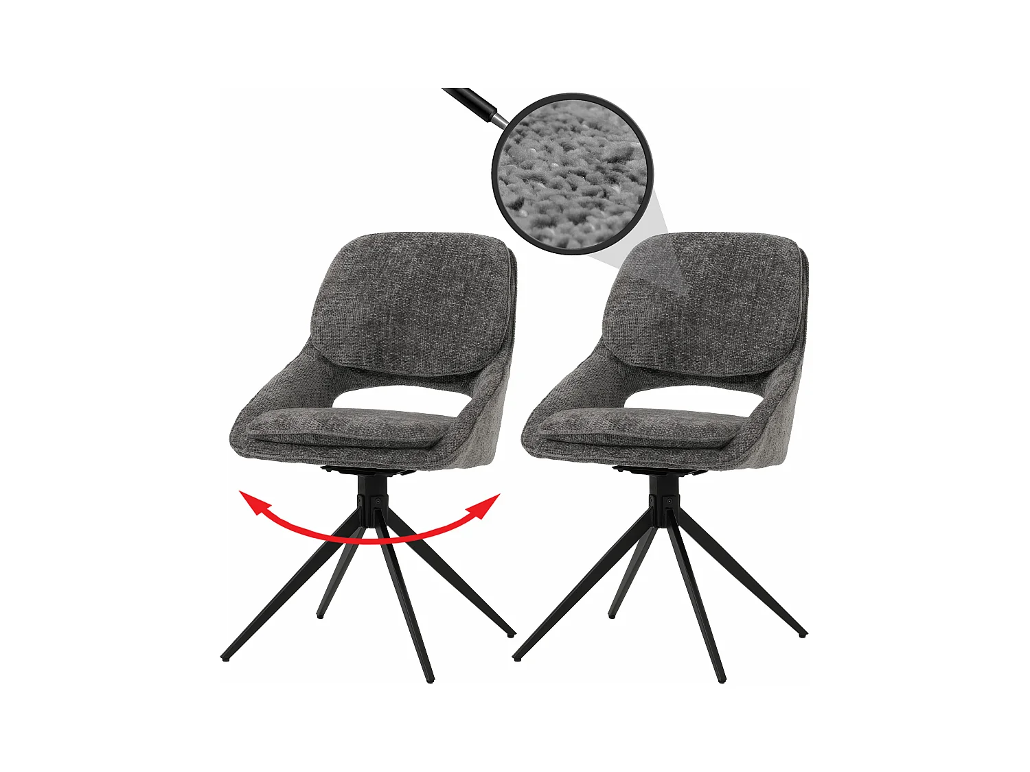 Chaise de salle à manger MCW-N73 (lot de 2),  gris foncé