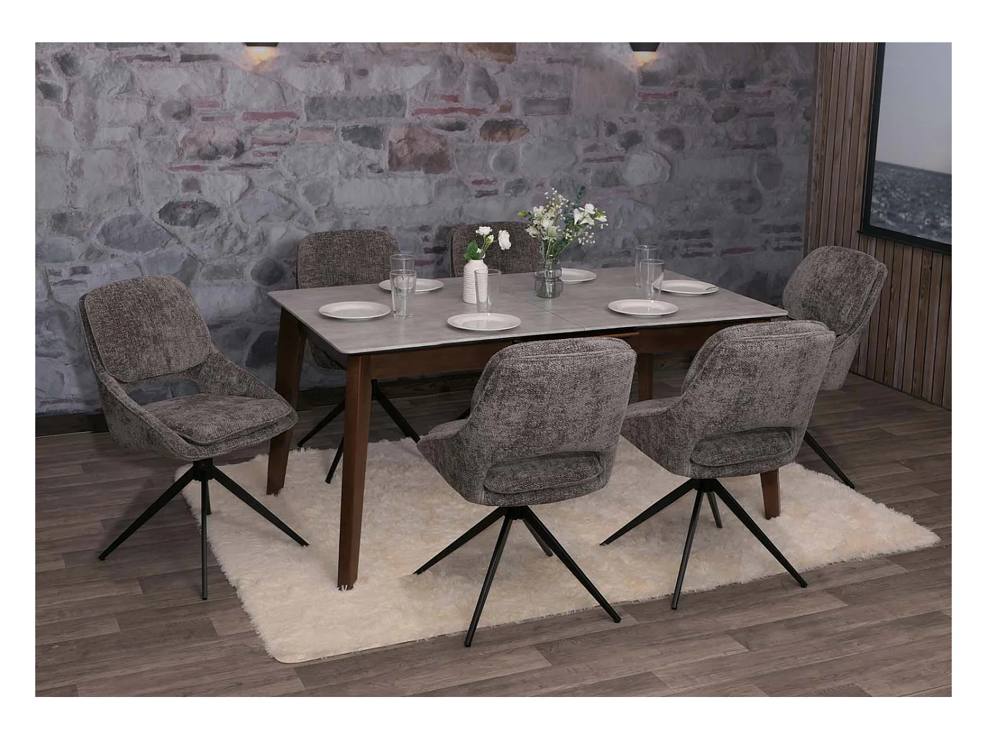 Eetkamerstoel MCW-N73 (set van 2),  donkergrijs