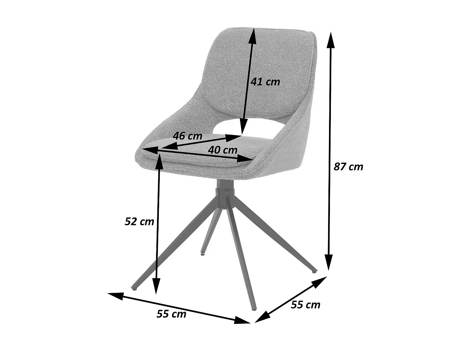 Chaise de salle à manger MCW-N73 (lot de 2),  gris foncé