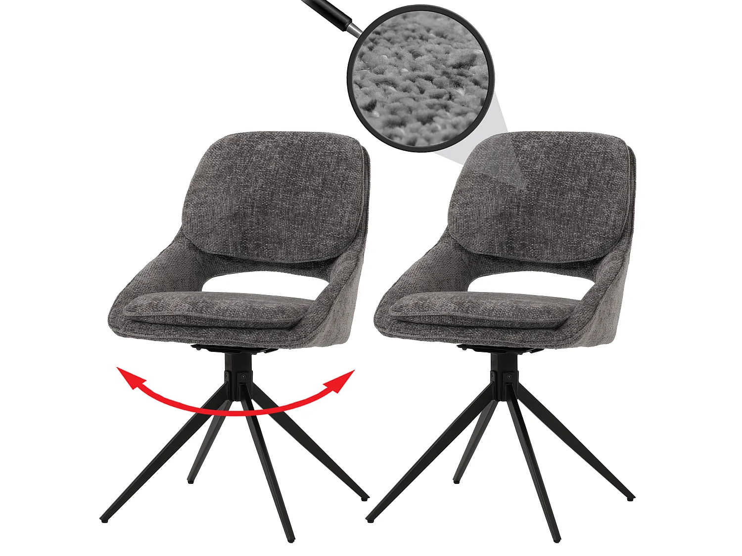 Esszimmerstuhl MCW-N73 (2er-Set), Dunkelgrau