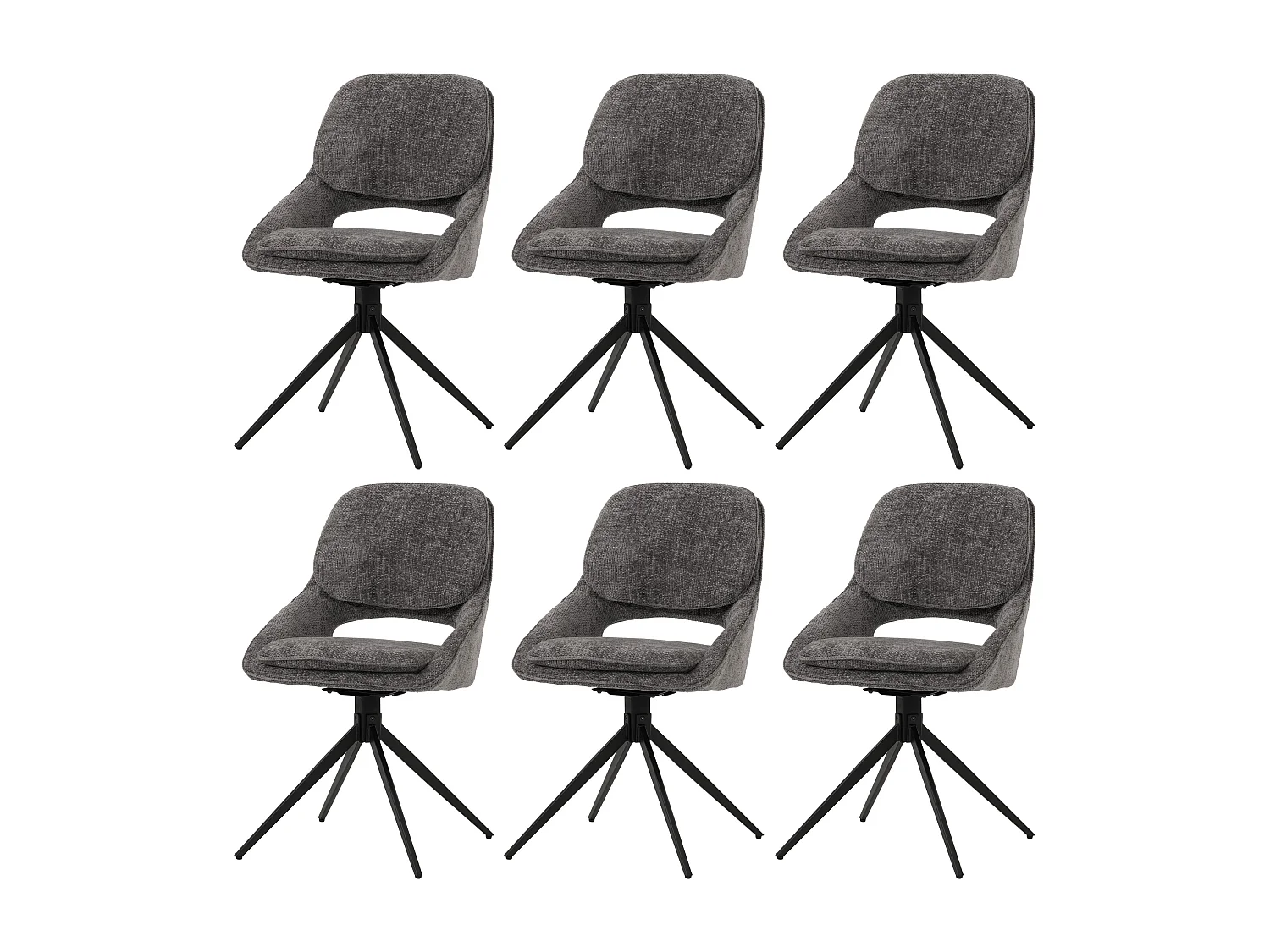 Eetkamerstoel MCW-N73 (set van 6),  donkergrijs