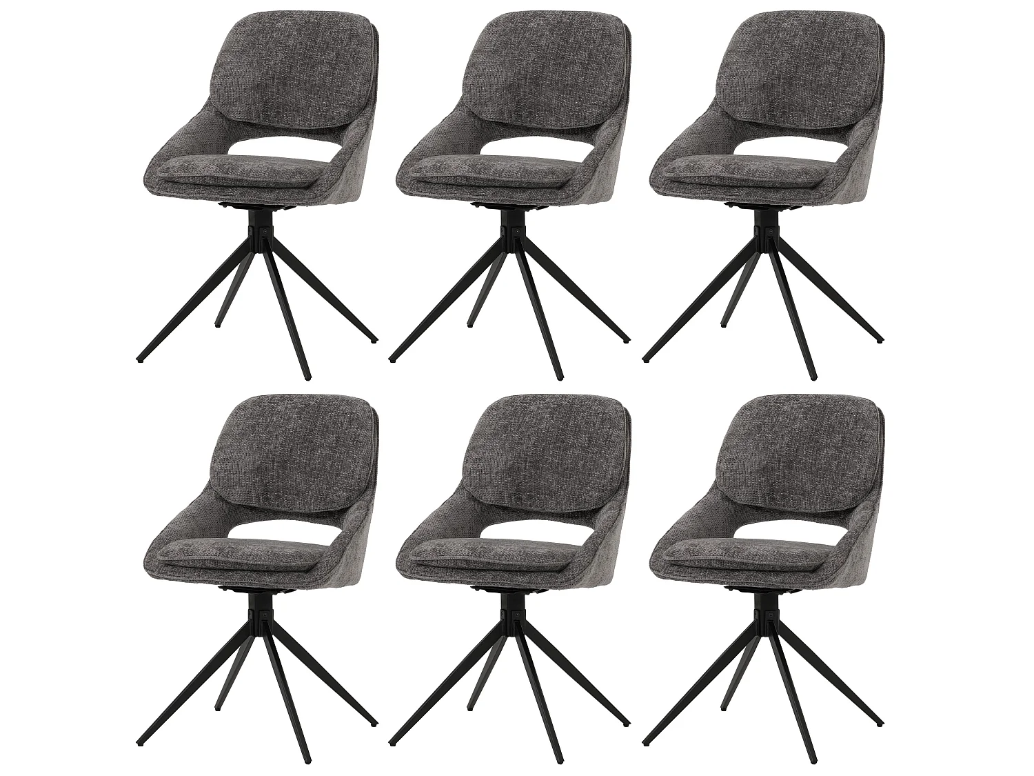 Chaise de salle à manger MCW-N73 (lot de 6),  gris foncé