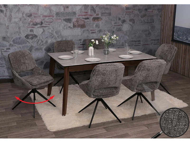 Esszimmerstuhl MCW-N73 (6er-Set), Dunkelgrau