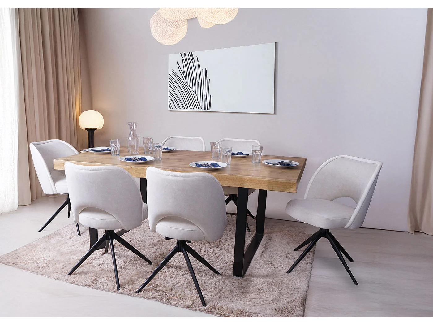 Chaise de salle à manger MCW-N72 (lot de 2),  crème