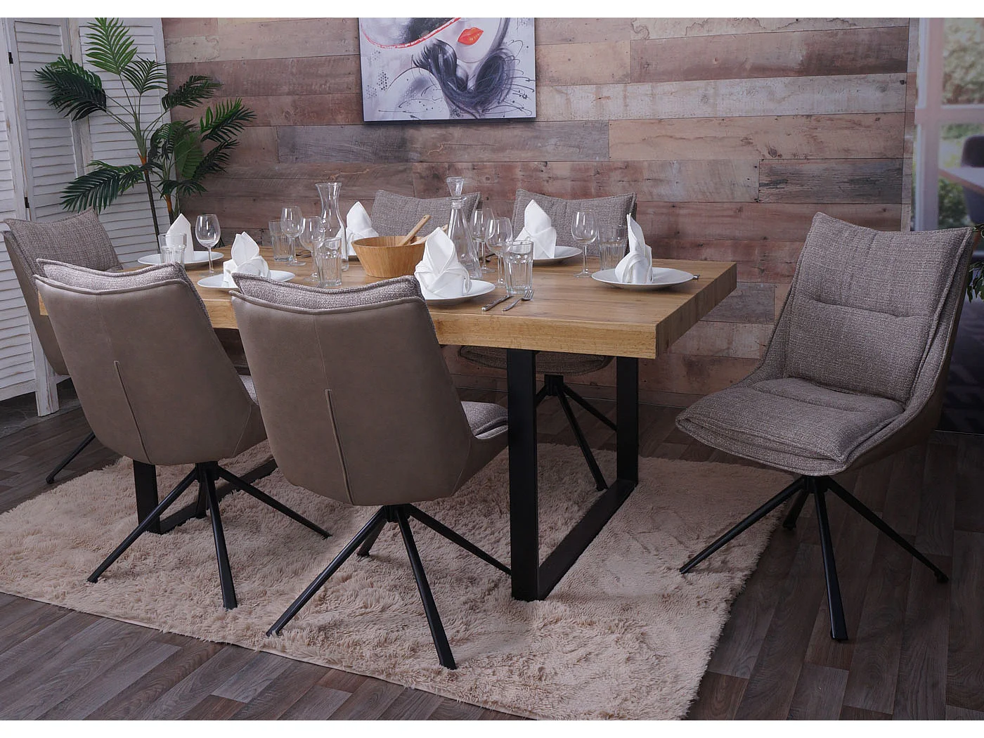 Eetkamerstoel MCW-N71 (set van 6),  beige