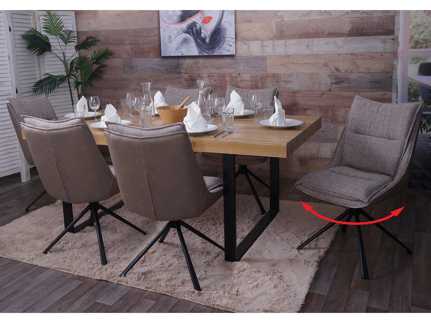 Dining chair MCW-N71 (set of 6),  beige
