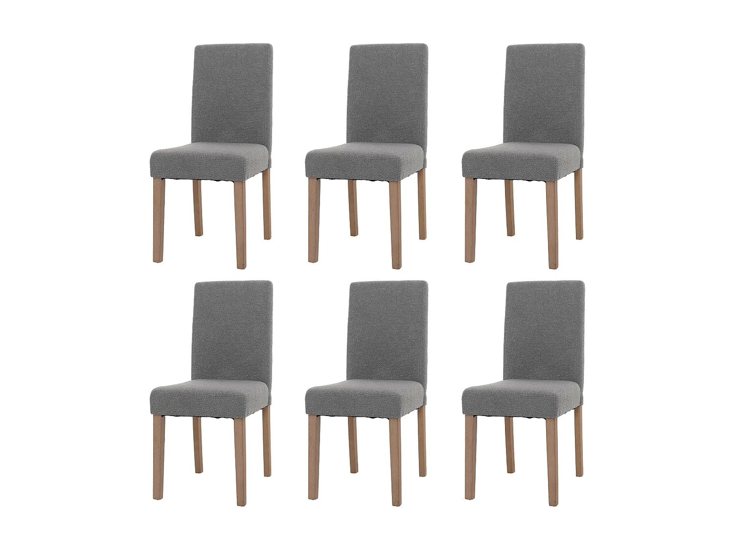 Chaise de salle à manger Littau Bouclé (lot de 6),  gris, pieds couleur naturelle