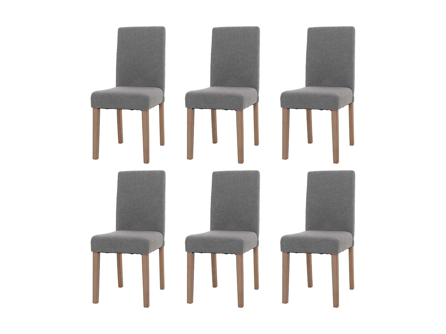 Chaise de salle à manger Littau Bouclé (lot de 6),  gris, pieds couleur naturelle