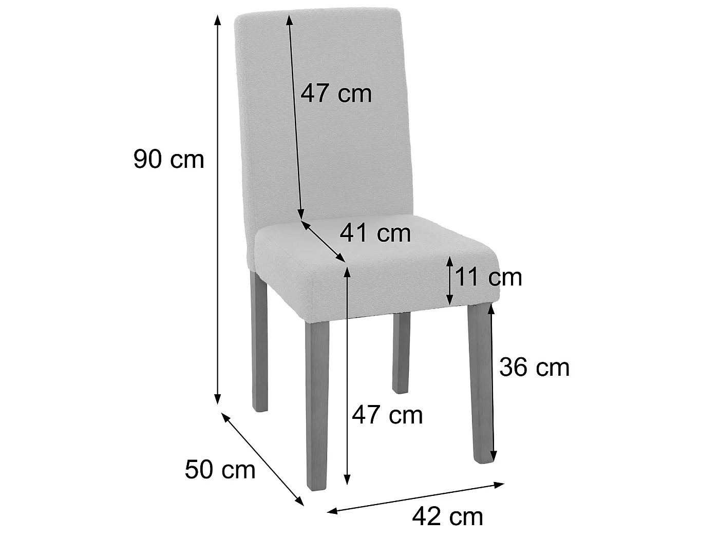 Chaise de salle à manger Littau Bouclé (lot de 6),  gris, pieds couleur naturelle