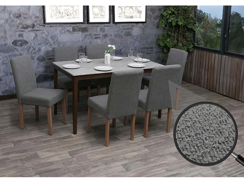 Set 6x sedie Littau tessuto bouclè soggiorno cucina sala da pranzo 90x42x50cm legno grigio