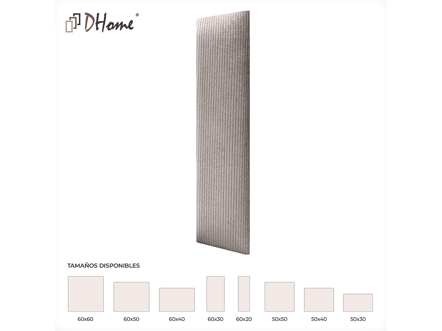 DHOME Conjunto de 6 Painéis Estofados de Veludo Cotelê Prdeium Autoadesivos para Parede Acústicos Absorventes (Marrom, 60x20cm, x6)