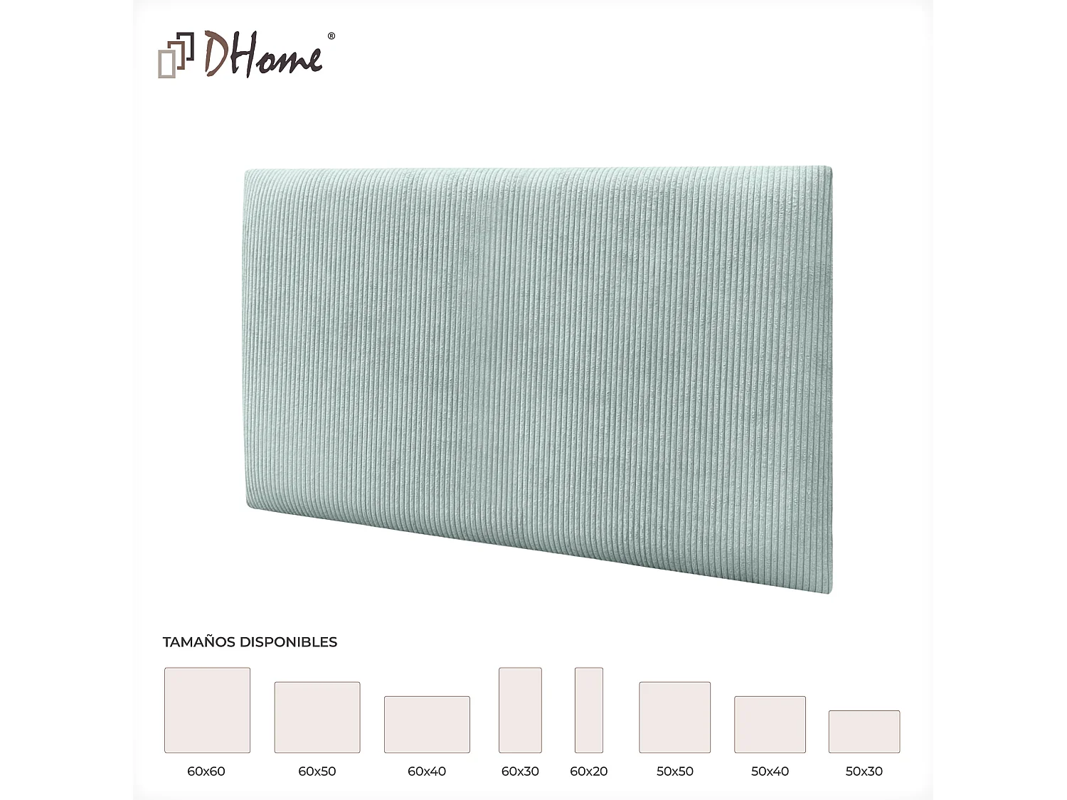 DHOME Panneaux en Velours Premium Autoadhésifs pour Mur Acoustiques Absorbants Protection Contre les Impacts Têtes de Lit (Vert d’Eau, 50x40cm)