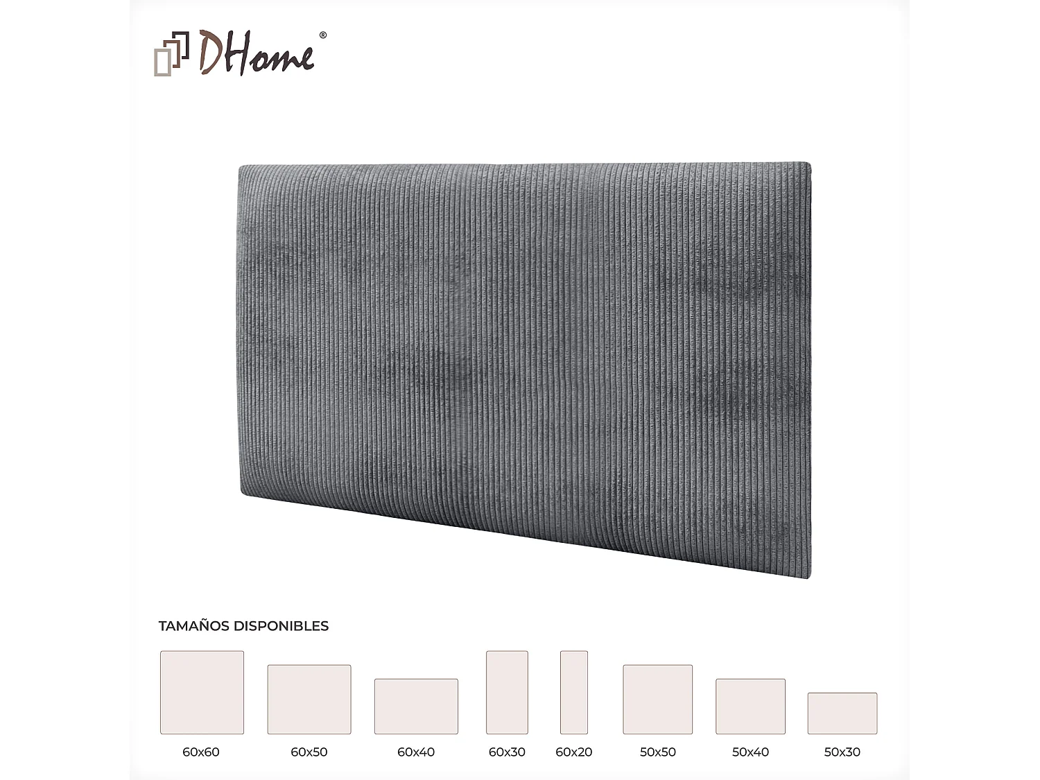 DHOME Panneaux en Velours Premium Autoadhésifs pour Mur Acoustiques Absorbants Protection Contre les Impacts Têtes de Lit (Gris Foncé, 60x50cm)