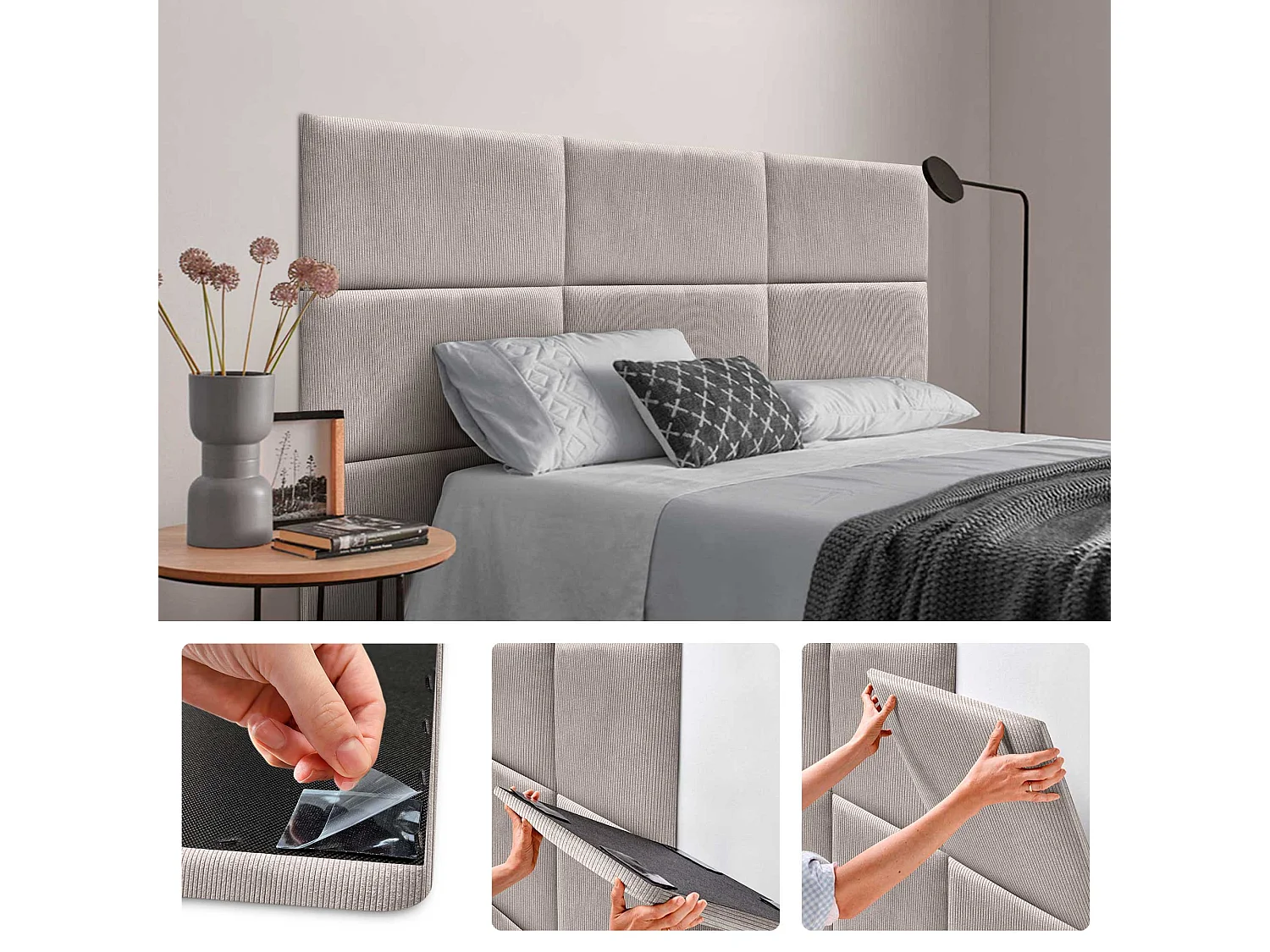 DHOME Pannelli Imbottiti in Velluto Premium Autoadesivi per Parete Acustici Assorbenti Protezione Impatti Testiere (Marrone, 50x40cm)