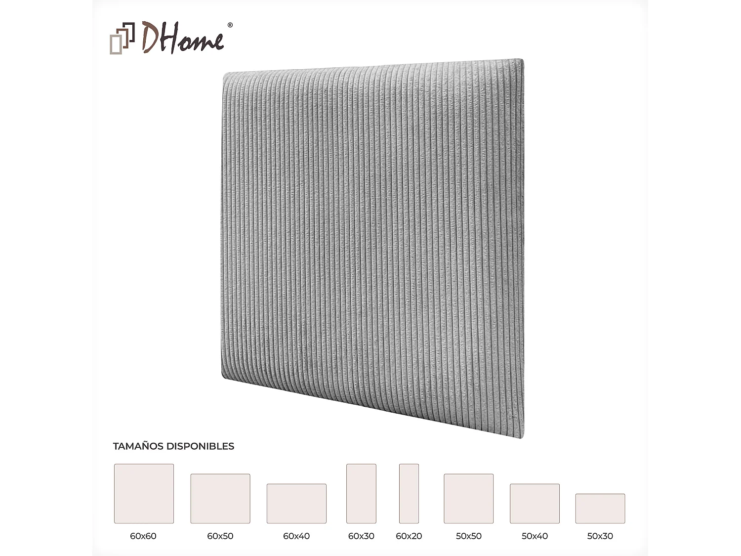 DHOME Panneaux en Velours Premium Autoadhésifs pour Mur Acoustiques Absorbants Protection Contre les Impacts Têtes de Lit (Gris, 50x50cm)