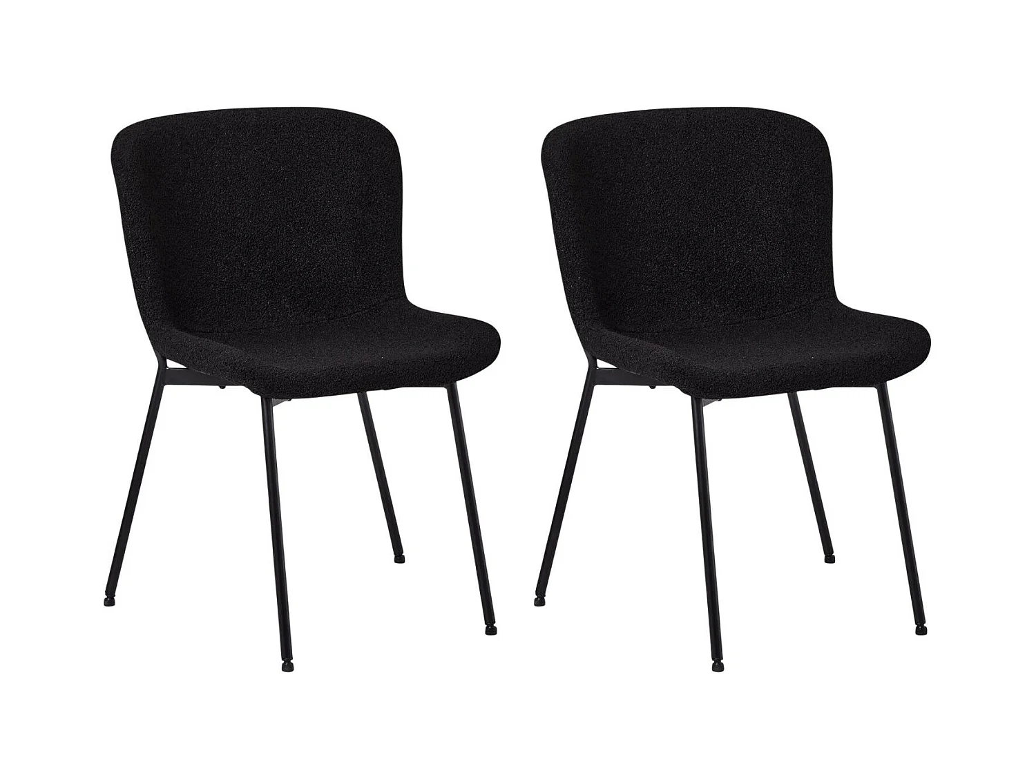 Esszimmerstuhl 2er Set Teddy - Bouclé-Stoff & Metall - Schwarz