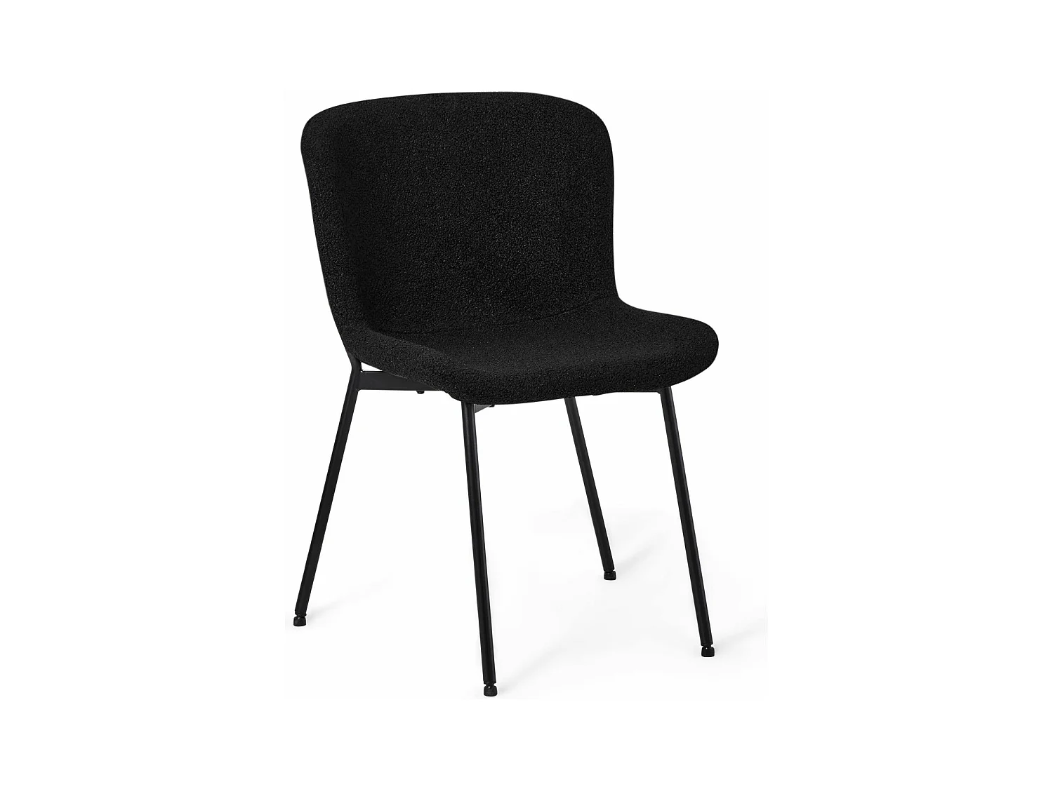 Esszimmerstuhl 2er Set Teddy - Bouclé-Stoff & Metall - Schwarz