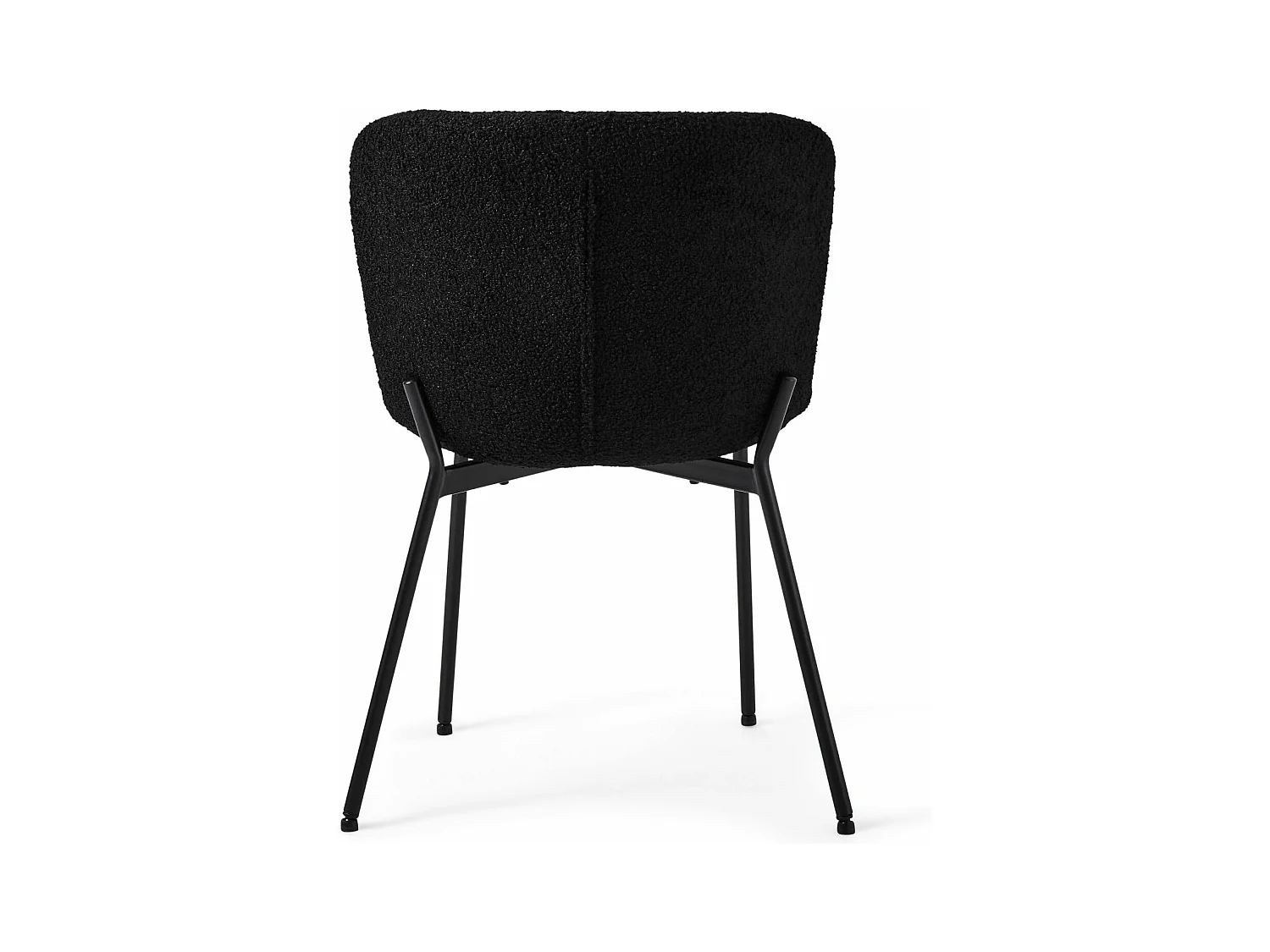 Esszimmerstuhl 2er Set Teddy - Bouclé-Stoff & Metall - Schwarz