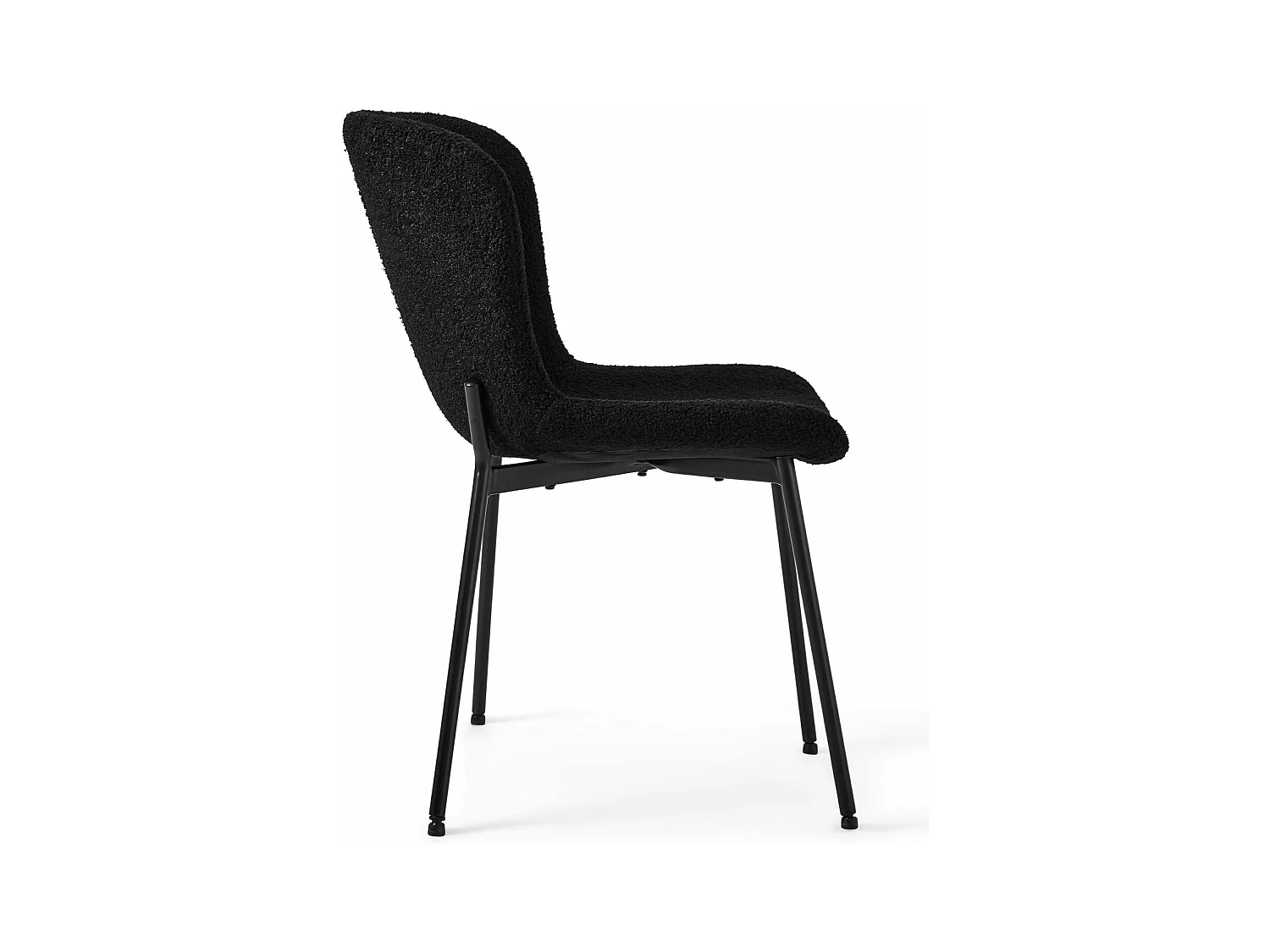 Esszimmerstuhl 2er Set Teddy - Bouclé-Stoff & Metall - Schwarz